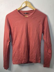 Women's Coral V-Neck Long Sleeve Top