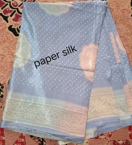 Light purple Blue Paper Silk Saree