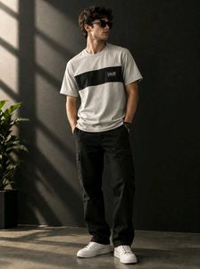 Levi's Grey & Black Color Block T-Shirt