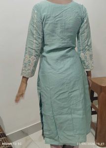 Elegant Mint Green Embroidered Kurti Set