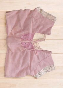 Elegant Pink Blouse with Silver Trim