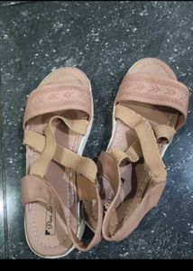 Comfortable Nude Wedge Sandals