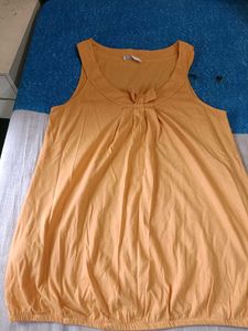 Cute Orange Sleeveless Top with Bow