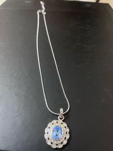 Imported Elegant Blue Stone Pendant Necklace