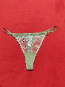 Primark Sage Green Lace Thong Panty