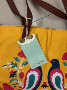 Bright Yellow Bird Print Tote Bag