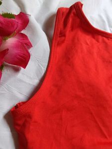 Red Sports Bra with Stripe Detail