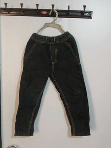 Black Denim Pants with Contrast Stitching