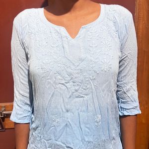Light Blue Embroidered Kurta