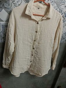 Cream Textured Button-Up Shirt