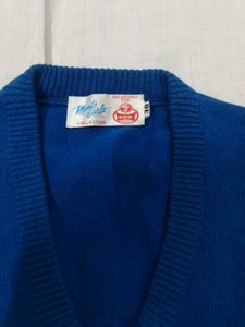 Blue V-Neck Sleeveless Sweater Vest