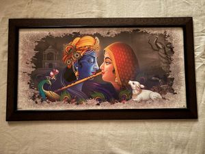 🆕Lord Krishna &amp; Radha Framed Art Print