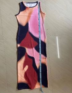 Abstract Print Bodycon Midi Dress