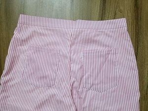 Pink Striped Casual Pants