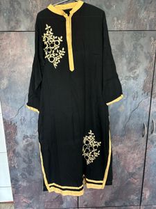 Elegant Black Kurta with Golden Embroidery