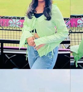 Stylish Light Green Bell Sleeve Top
