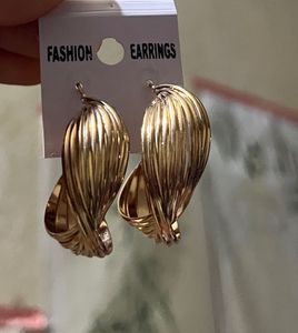Chic Gold-Tone Twisted Hoop Earrings