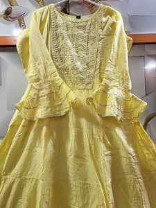 Yellow Embroidered Kurta