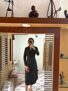 Classic Black Collared Shirt Dress