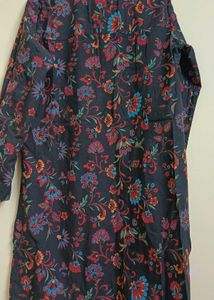 Black Floral Print Kurta