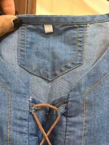 Denim Lace-Up Dress