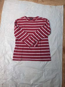 Red & White Striped Long Sleeve Top