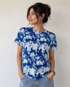 ⚡️FLASH SALE⚡️Blue & White Tie-Dye Cotton T-Shirt