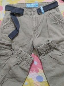 olive Cargo Pants with Belt