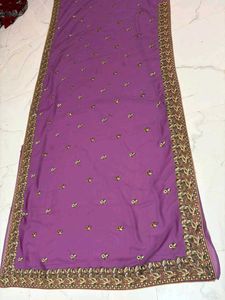 Beautiful Purple Embroidered Saree