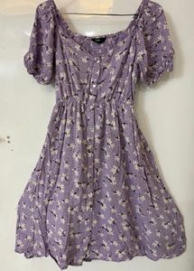 Charming Lavender Floral Print Dress