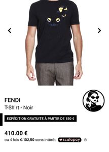100% ORIGINAL FENDI Black Graphic T-Shirt