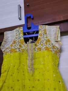 Yellow Kurta with Floral Print