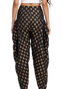 Elegant Black &amp; Gold Brocade Dhoti Pants