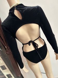 Black Velvet Backless Top (32 bust)