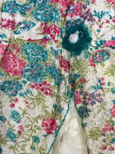 Floral Print Layered Gown for Girls
