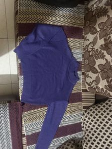 Purple Mock Neck Pullover Sweater