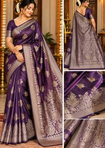 Elegant Purple Banarasi Silk Saree with Zari Work