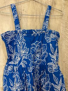 Blue Floral Print Mini Dress