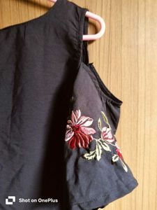 Embroidered Cold Shoulder Top