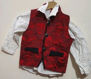 Red &amp; White 3 Pcs Set For Baby Boy