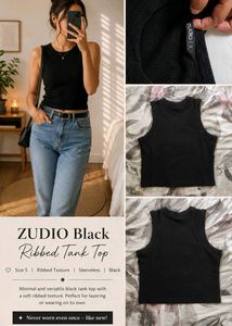 Black Ribbed Tank Top