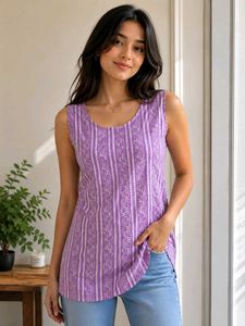 Purple Striped Sleeveless top