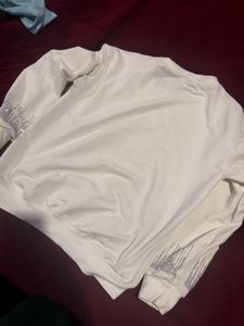 White Sequin Sleeve Sweatshirt