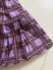 Purple Plaid Pleated Mini Skirt