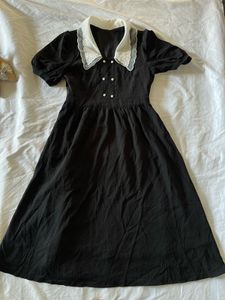 Elegant Black Dress with Peter Pan Collar