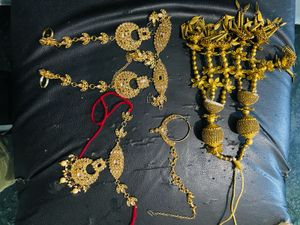Gold Indian Bridal Jewelry Set Jhumka