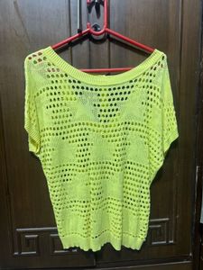Lime Green Cropped Knit Top
