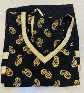 Elegant Black Kurta Set with Paisley Print