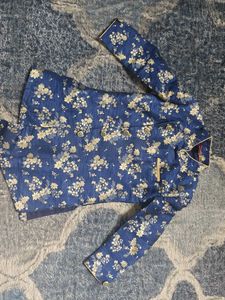Men's Blue Floral Kurta