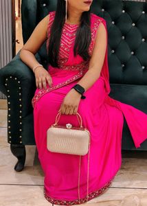 🩷 Ready to wear indo western saree dress party